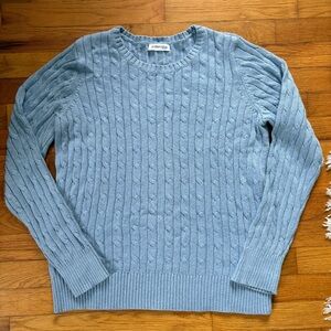 Woman’s St. John's Bay Blue Cable Knit Crewneck Sweater